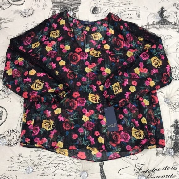 Rachel Rachel Roy Eve Floral-Print Lace-Trim Top - Picture 3 of 7